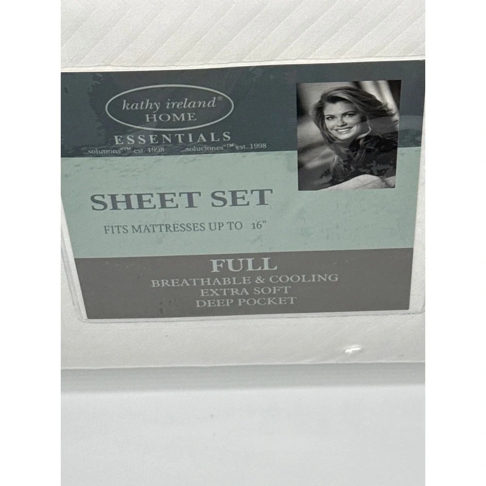 Kathy Ireland Home Essentials Full Sheet Set White Microfiber Deep Pocket 6pc